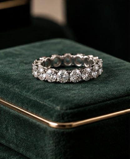 Loose diamonds under soft champagne light